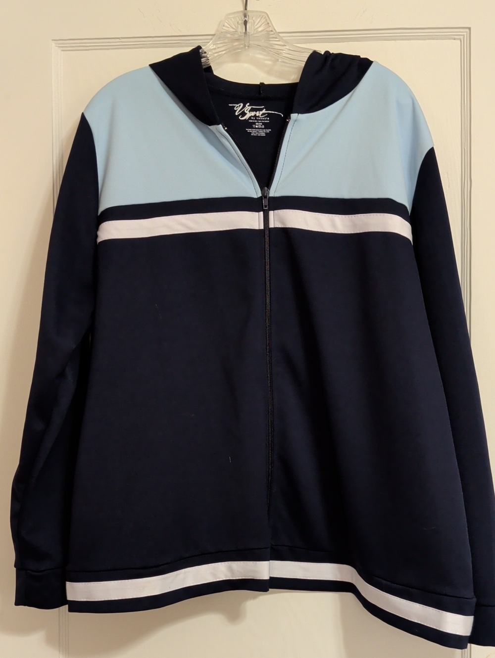Valenzia Sport Light Blue and Navy Zip-Up Hoodie Size 22/24 Women's XXL